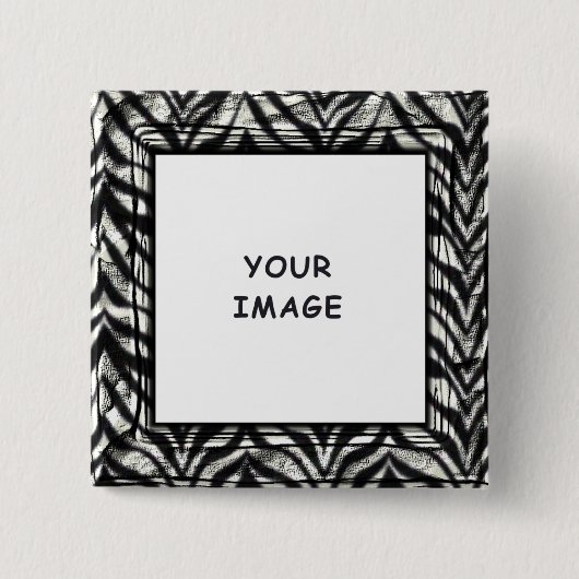 Zwart-wit Zebra Border Foto Vierkante Button 5,1 Cm (Voorkant)