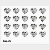 Zwart Wit Zebra Bruiloft Hart Sticker (Vel)