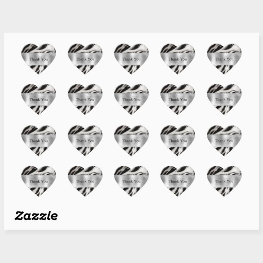 Zwart Wit Zebra Bruiloft Hart Sticker (Vel)