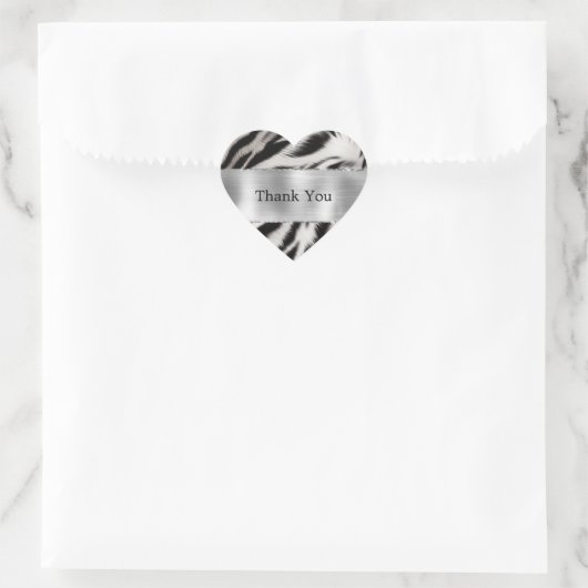 Zwart Wit Zebra Bruiloft Hart Sticker (Tas)