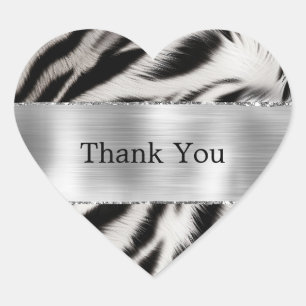 Zwart Wit Zebra Bruiloft Hart Sticker