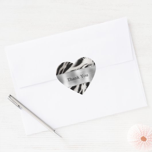 Zwart Wit Zebra Bruiloft Hart Sticker (Envelop)