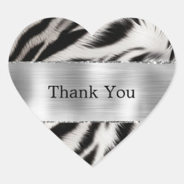 Zwart Wit Zebra Bruiloft Hart Sticker