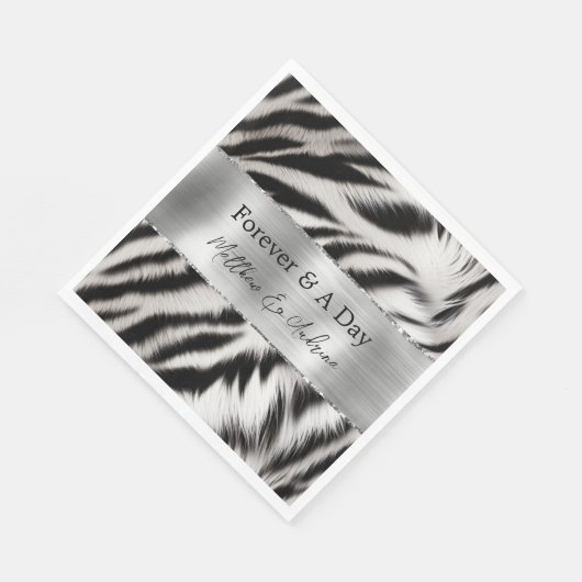 Zwart Wit Zebra Bruiloft Servet (Hoek)