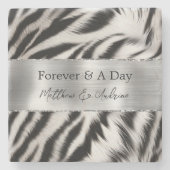 Zwart Wit Zebra Bruiloft Stenen Onderzetter (Voorkant)