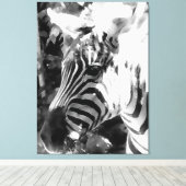 Zwart-wit Zebra Canvas Afdruk (Insitu (Houten vloer))