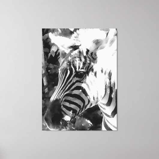 Zwart-wit Zebra Canvas Afdruk (Voorkant)