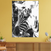 Zwart-wit Zebra Canvas Afdruk (Insitu (Woonkamer))