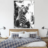 Zwart-wit Zebra Canvas Afdruk (Insitu (Slaapkamer))