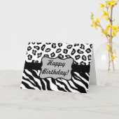 Zwart & Wit Zebra & de Gelukkige Verjaardag van de Kaart (Gele Bloem)