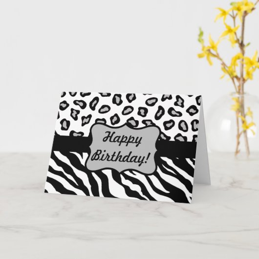 Zwart & Wit Zebra & de Gelukkige Verjaardag van de Kaart (Gele Bloem)