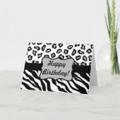 Zwart & Wit Zebra & de Gelukkige Verjaardag van de Kaart (Voorkant)