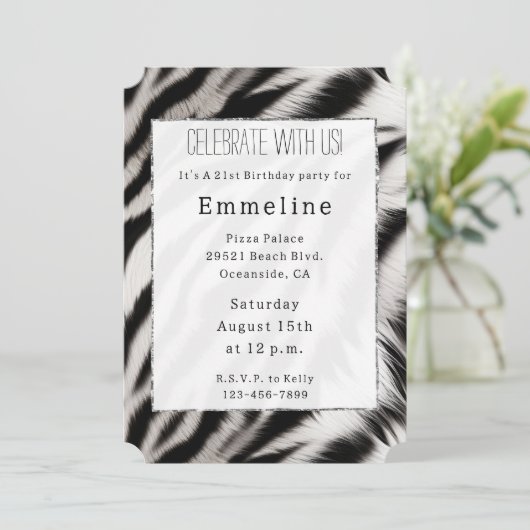 Zwart Wit Zebra Dier Kaart (Staand voorkant)