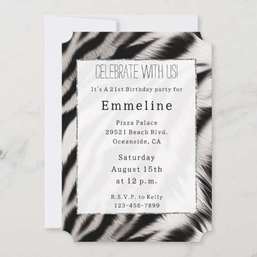 Zwart Wit Zebra Dier Kaart (Voorkant)