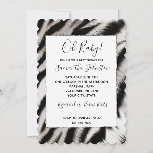 Zwart Wit Zebra Dier Kaart (Voorkant)