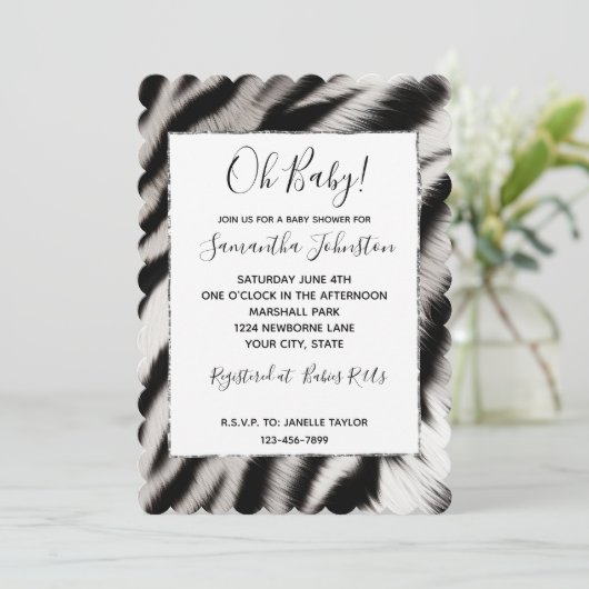 Zwart Wit Zebra Dier Kaart (Staand voorkant)