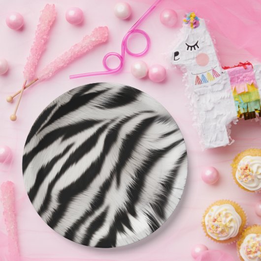 Zwart Wit Zebra Dier Papieren Bordje (Feest)