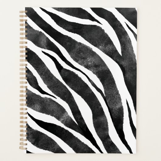 Zwart wit Zebra — Dierenafdrukken Planner (Voorkant)