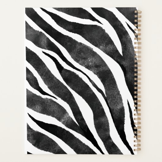 Zwart wit Zebra — Dierenafdrukken Planner (Achterkant)