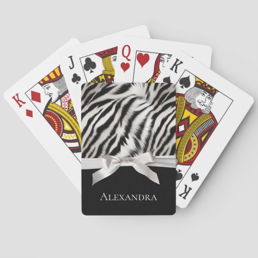 Zwart Wit Zebra Dierenprint Pokerkaarten (Achterkant)
