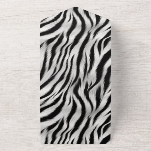 Zwart Wit Zebra Dierenprint Safari All In One Uitnodiging (Buitenkant)