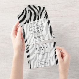 Zwart Wit Zebra Dierenprint Safari All In One Uitnodiging