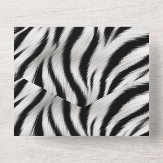 Zwart Wit Zebra Dierenprint Safari All In One Uitnodiging (Achterkant)