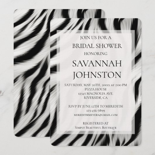 Zwart Wit Zebra Dierenprint Vrijgezellenfeest Kaart (Voorkant / Achterkant)