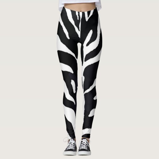 Zwart-wit zebra dierprint leggings (Voorkant)