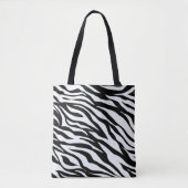 Zwart-wit zebra dierprint tote bag (Voorkant)