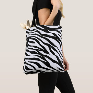 Zwart-wit zebra dierprint tote bag
