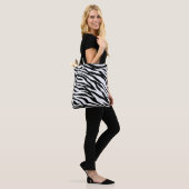 Zwart-wit zebra dierprint tote bag (Op model)