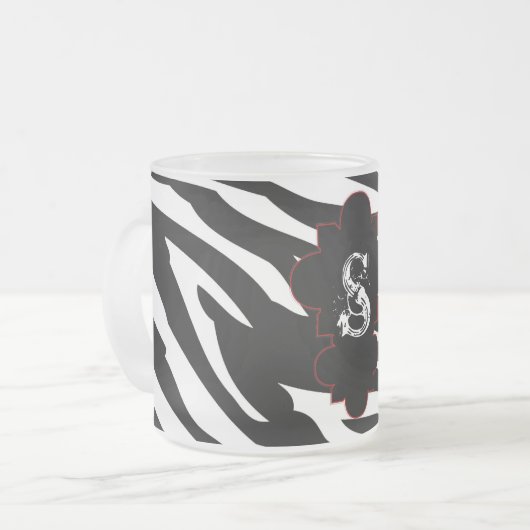Zwart-wit Zebra Frosted Glass Coffee Mok Cup (Voorkant links)