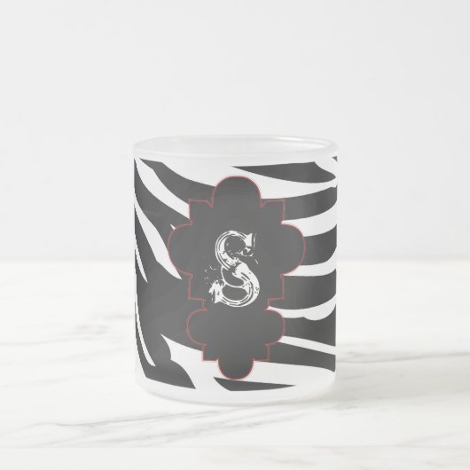 Zwart-wit Zebra Frosted Glass Coffee Mok Cup (Center)