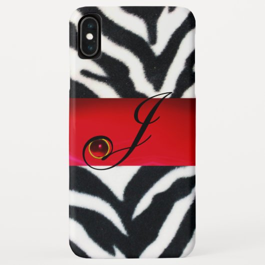 ZWART WIT ZEBRA FUR RODE RUBY GEM MONOGRAM, Case-Mate iPhone CASE (Achterkant)