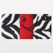 ZWART WIT ZEBRA FUR RODE RUBY GEM MONOGRAM, Case-Mate iPhone CASE (Achterkant (horizontaal))