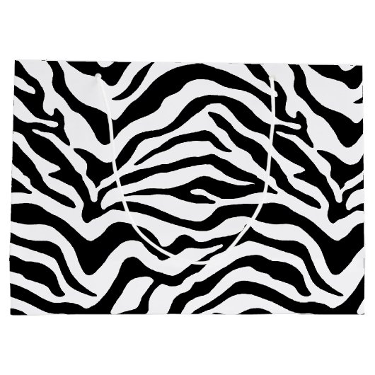 Zwart-wit zebra gestreept large cadeautasje (Achterkant)