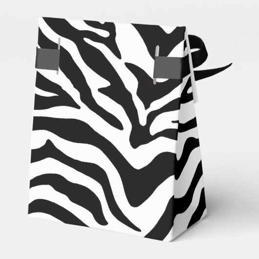 Zwart-wit zebra gestreepte print bedankdoosjes (Achterkant)