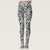 Zwart-wit Zebra gestreepte print Leggings (Voorkant)