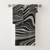 Zwart-wit Zebra golvende abstractie Bad Handdoek (Insitu)