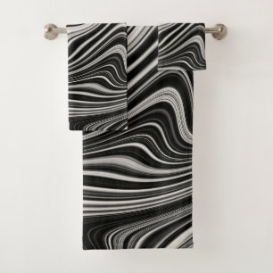 Zwart-wit Zebra golvende abstractie Bad Handdoek