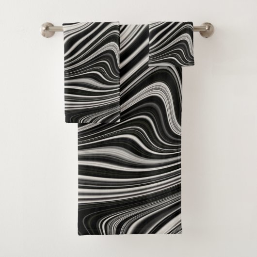 Zwart-wit Zebra golvende abstractie Bad Handdoek (Insitu)