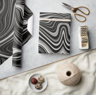 Zwart-wit Zebra golvende abstractie Cadeaupapier