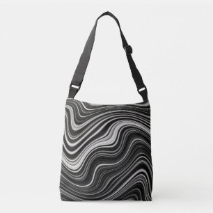 Zwart-wit Zebra golvende abstractie Crossbody Tas