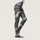 Zwart-wit Zebra golvende abstractie Leggings (Rechts)