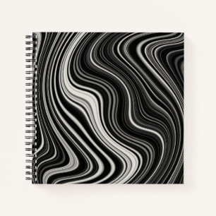 Zwart-wit Zebra golvende abstractie Notitieboek
