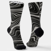 Zwart-wit Zebra golvende abstractie Sokken (Gebogen)
