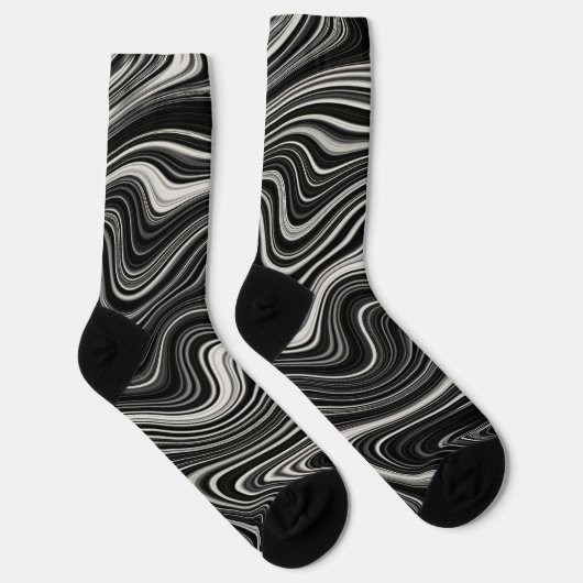 Zwart-wit Zebra golvende abstractie Sokken (Rechts)