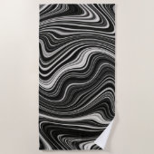 Zwart-wit Zebra golvende abstractie Strandlaken (Voorkant)