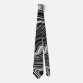 Zwart-wit Zebra golvende abstractie Stropdas (Voorkant)